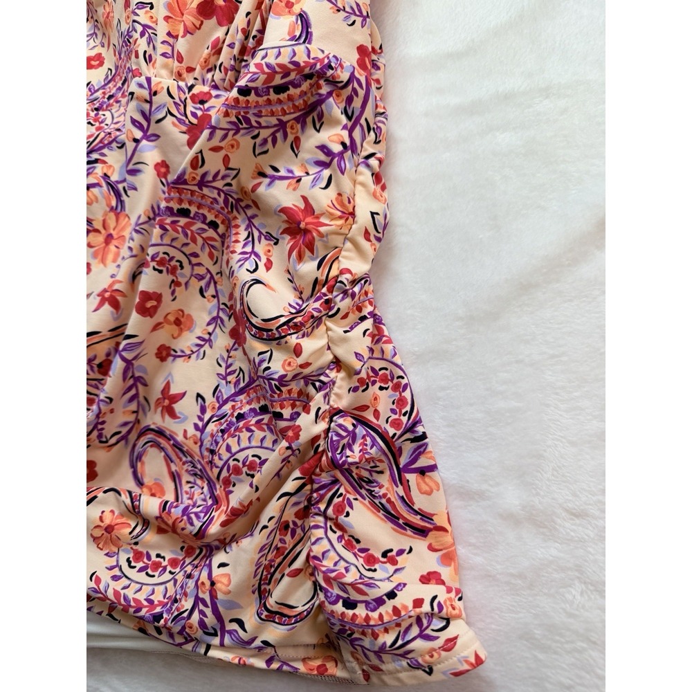 Lands' End Women's Wood Lilly Paisley Halter Tankini Swim Top Sz 16 Coral UPF 50 - Picture 4 of 10